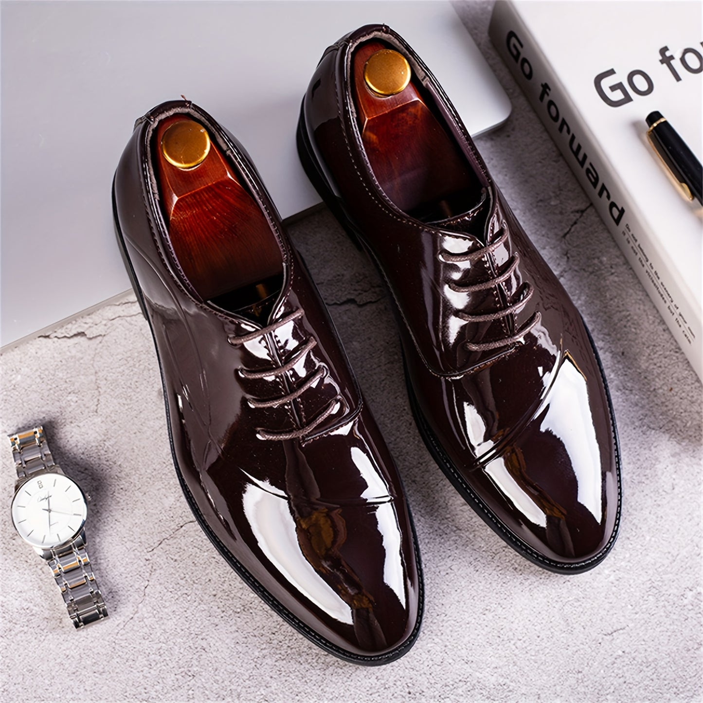 Men's Dress Shoes Classic Modern Formal Business Oxford Comfortable Tuxedo Casual Lace Up Derbys Shoes For Men