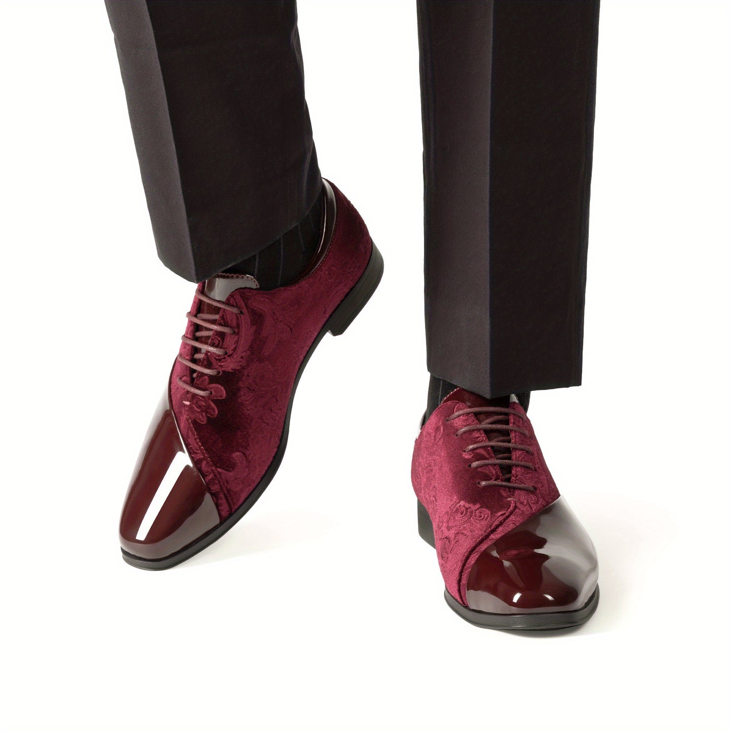 Bruno Marc Classic Glossy Velvet Men's Dress Shoes - Formal Oxford Lace-up Caden