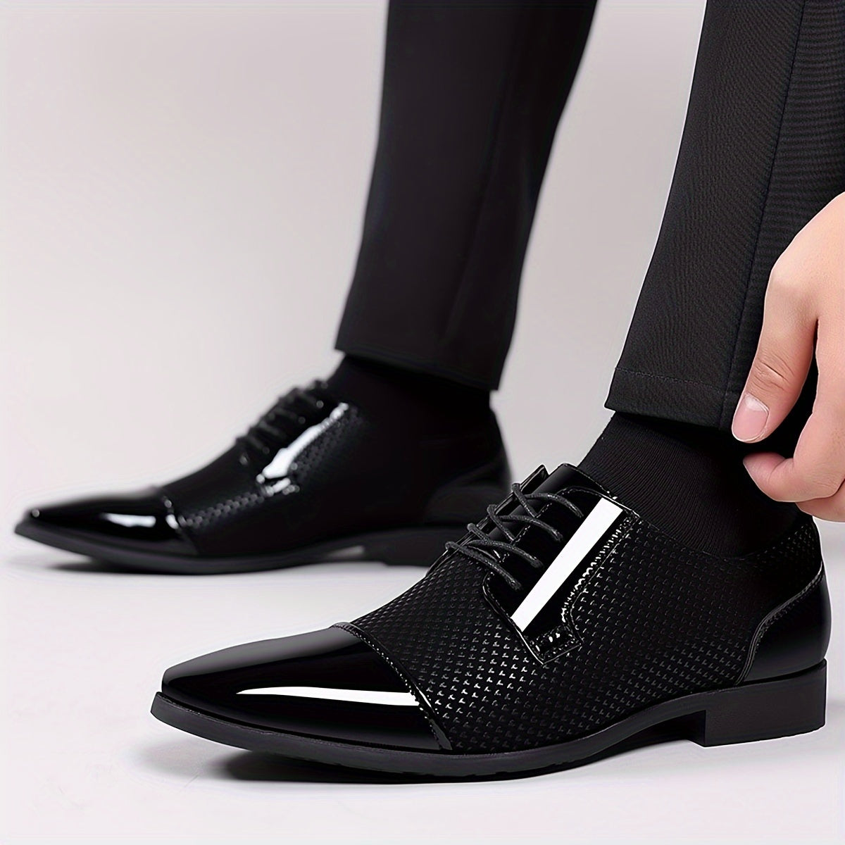 Men'S Dress Shoes Classic Lace-up Formal Oxfords Modern Tuxedo Business Casual Scale Pattern Comfort Formal Shoes For Men