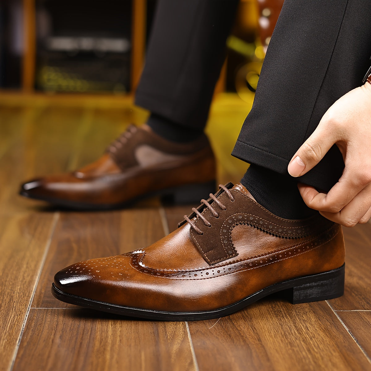 New Men'S Business Casual Shoes Fashion Bullock Style High Fashion Large Men'S Shoes