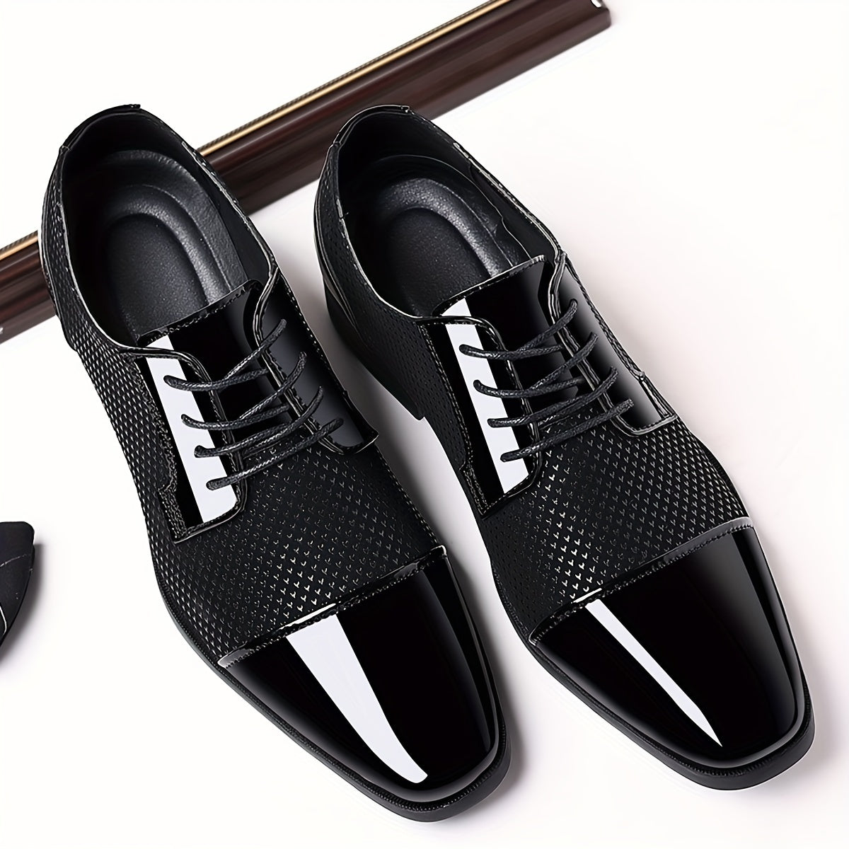 Men'S Dress Shoes Classic Lace-up Formal Oxfords Modern Tuxedo Business Casual Scale Pattern Comfort Formal Shoes For Men