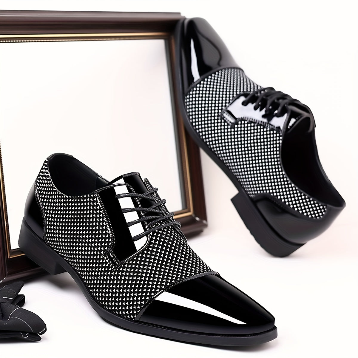 Men'S Dress Shoes Classic Lace-up Formal Oxfords Modern Tuxedo Business Casual Scale Pattern Comfort Formal Shoes For Men