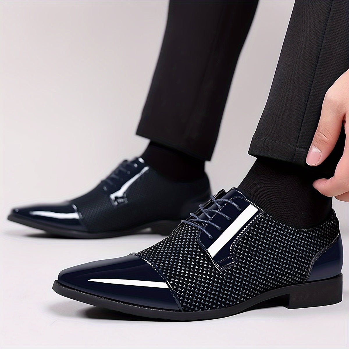 Men'S Dress Shoes Classic Lace-up Formal Oxfords Modern Tuxedo Business Casual Scale Pattern Comfort Formal Shoes For Men
