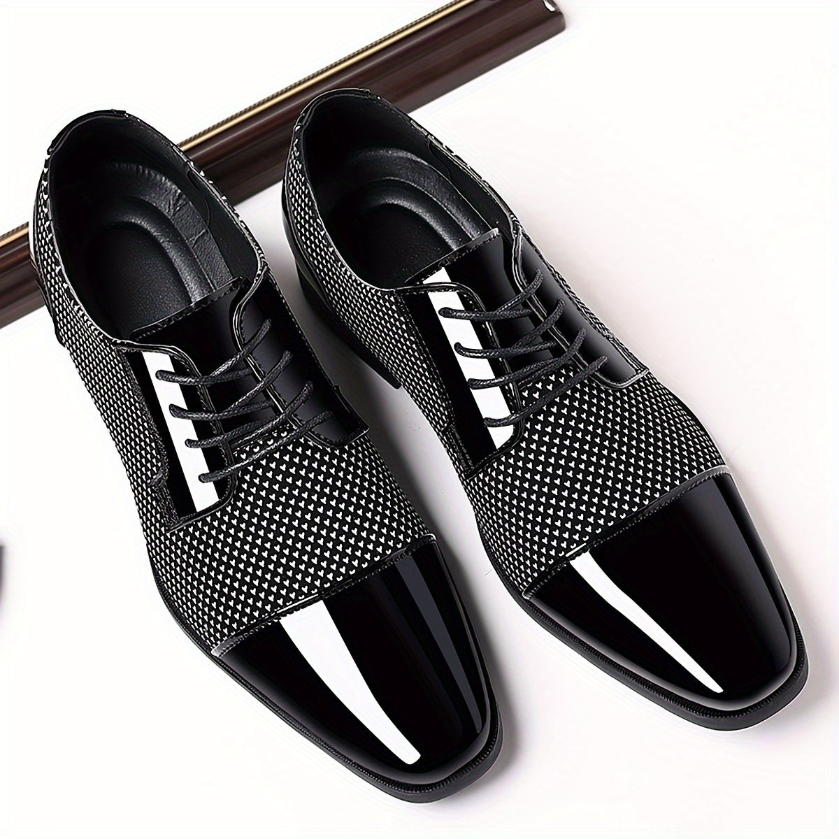 Men'S Dress Shoes Classic Lace-up Formal Oxfords Modern Tuxedo Business Casual Scale Pattern Comfort Formal Shoes For Men