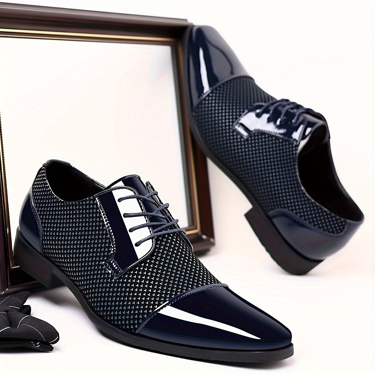 Men'S Dress Shoes Classic Lace-up Formal Oxfords Modern Tuxedo Business Casual Scale Pattern Comfort Formal Shoes For Men