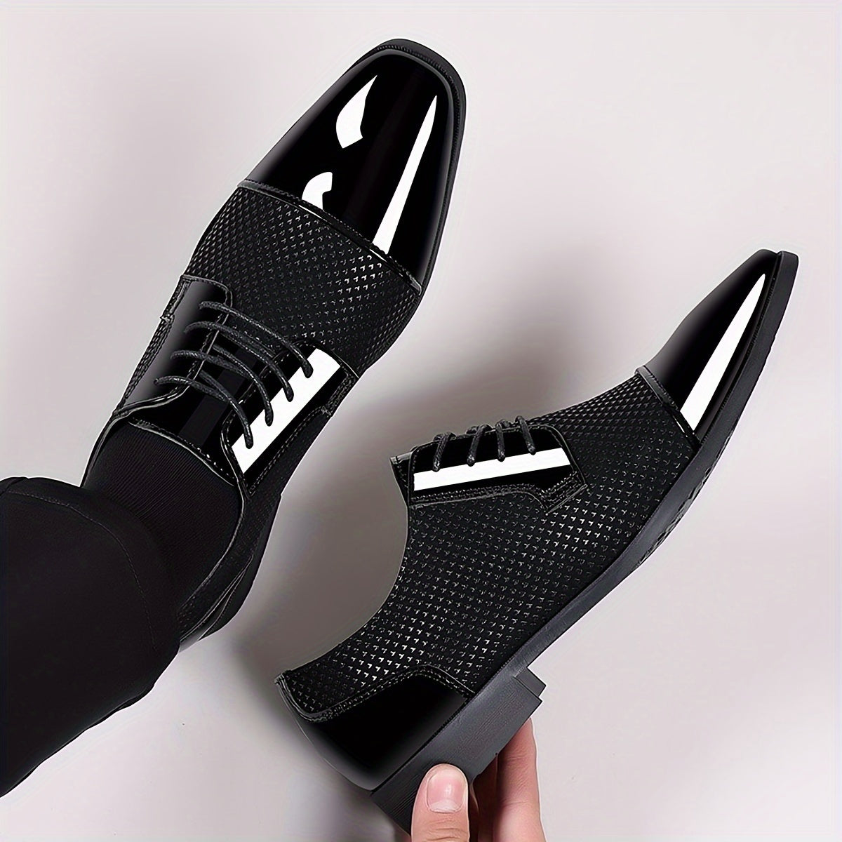 Men'S Dress Shoes Classic Lace-up Formal Oxfords Modern Tuxedo Business Casual Scale Pattern Comfort Formal Shoes For Men