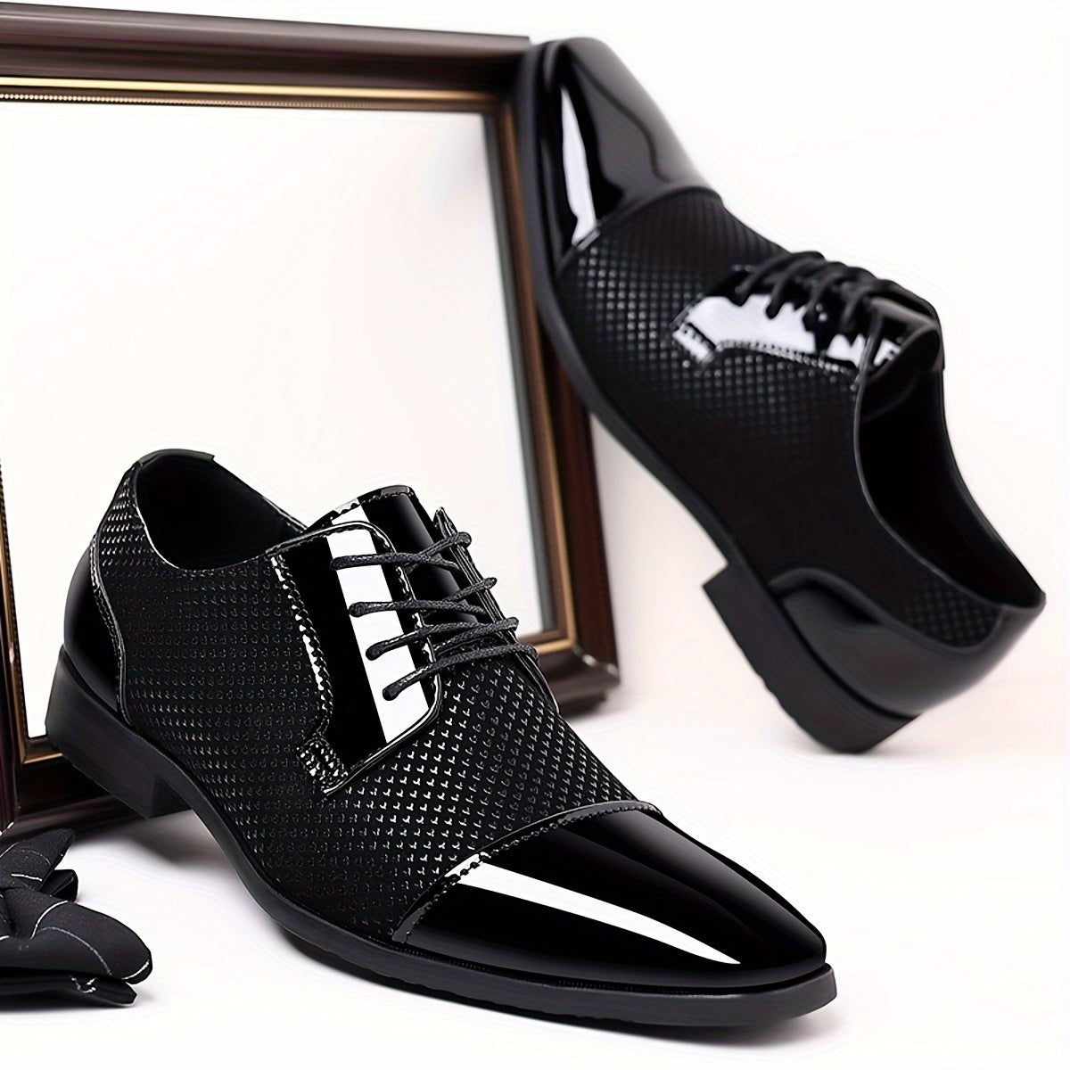 Men'S Dress Shoes Classic Lace-up Formal Oxfords Modern Tuxedo Business Casual Scale Pattern Comfort Formal Shoes For Men
