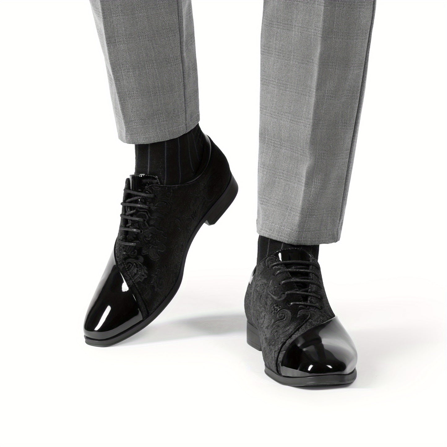 Bruno Marc Classic Glossy Velvet Men's Dress Shoes - Formal Oxford Lace-up Caden