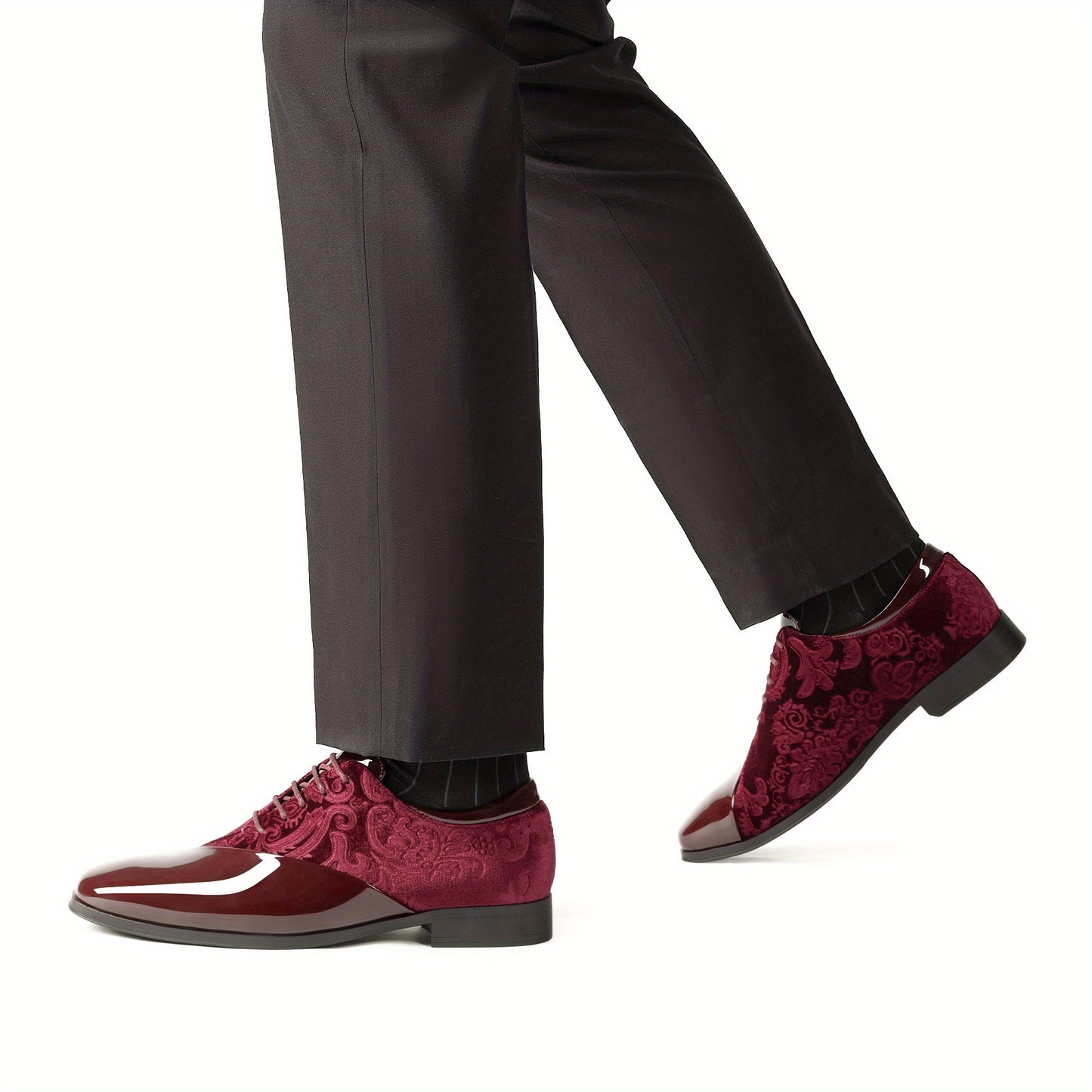 Bruno Marc Classic Glossy Velvet Men's Dress Shoes - Formal Oxford Lace-up Caden
