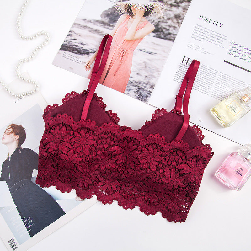 Women Lace Bra Sexy Lingerie French Bralette V Neck Cropped Bra Female Intimates Summer Seamless Underwear Embroidery Underwear