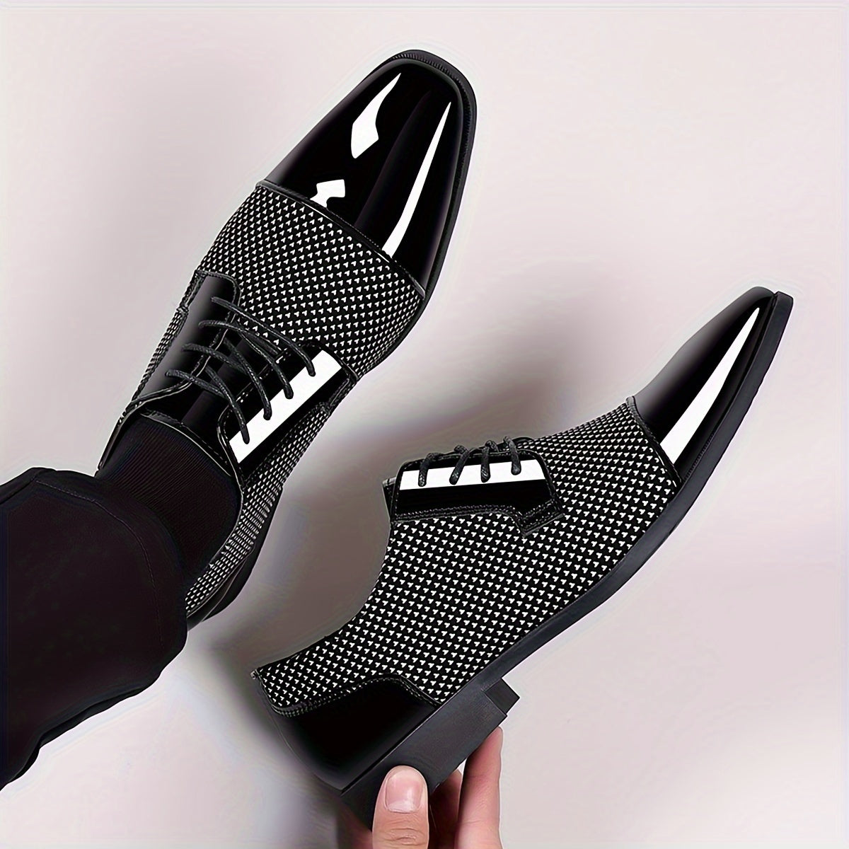 Men'S Dress Shoes Classic Lace-up Formal Oxfords Modern Tuxedo Business Casual Scale Pattern Comfort Formal Shoes For Men