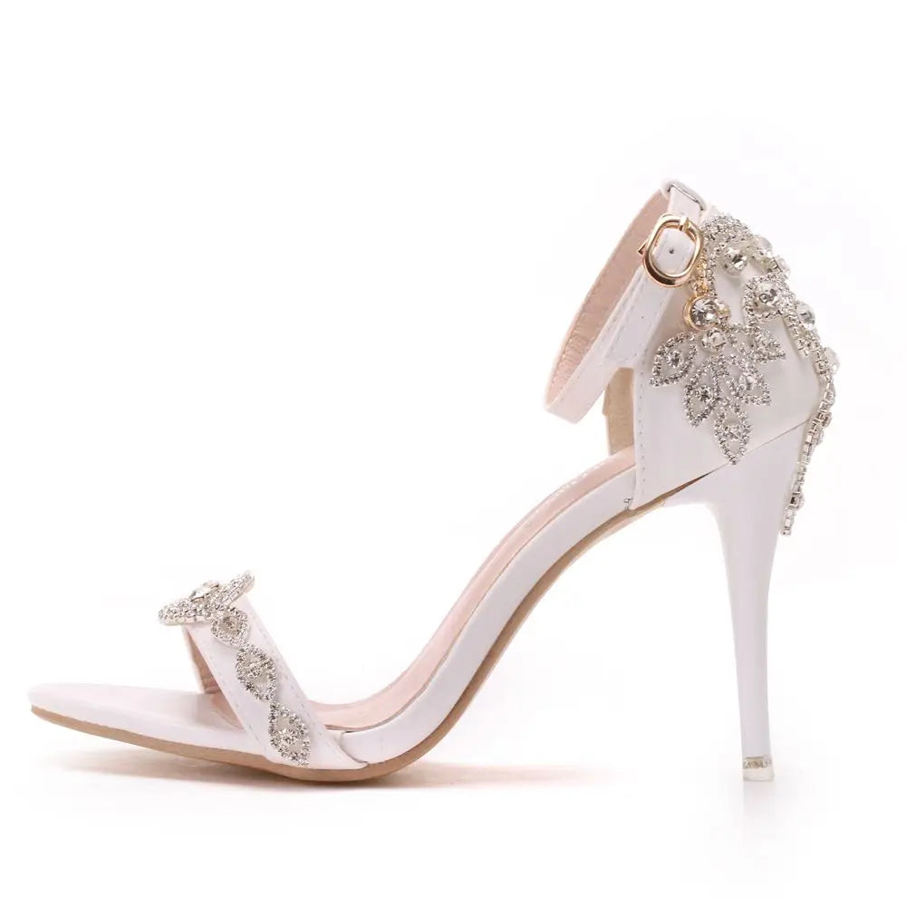 Women Sandals Summer High Heels Peep Toes Bridal Shoes Party Luxury diamond Ladies White Wedding Shoe