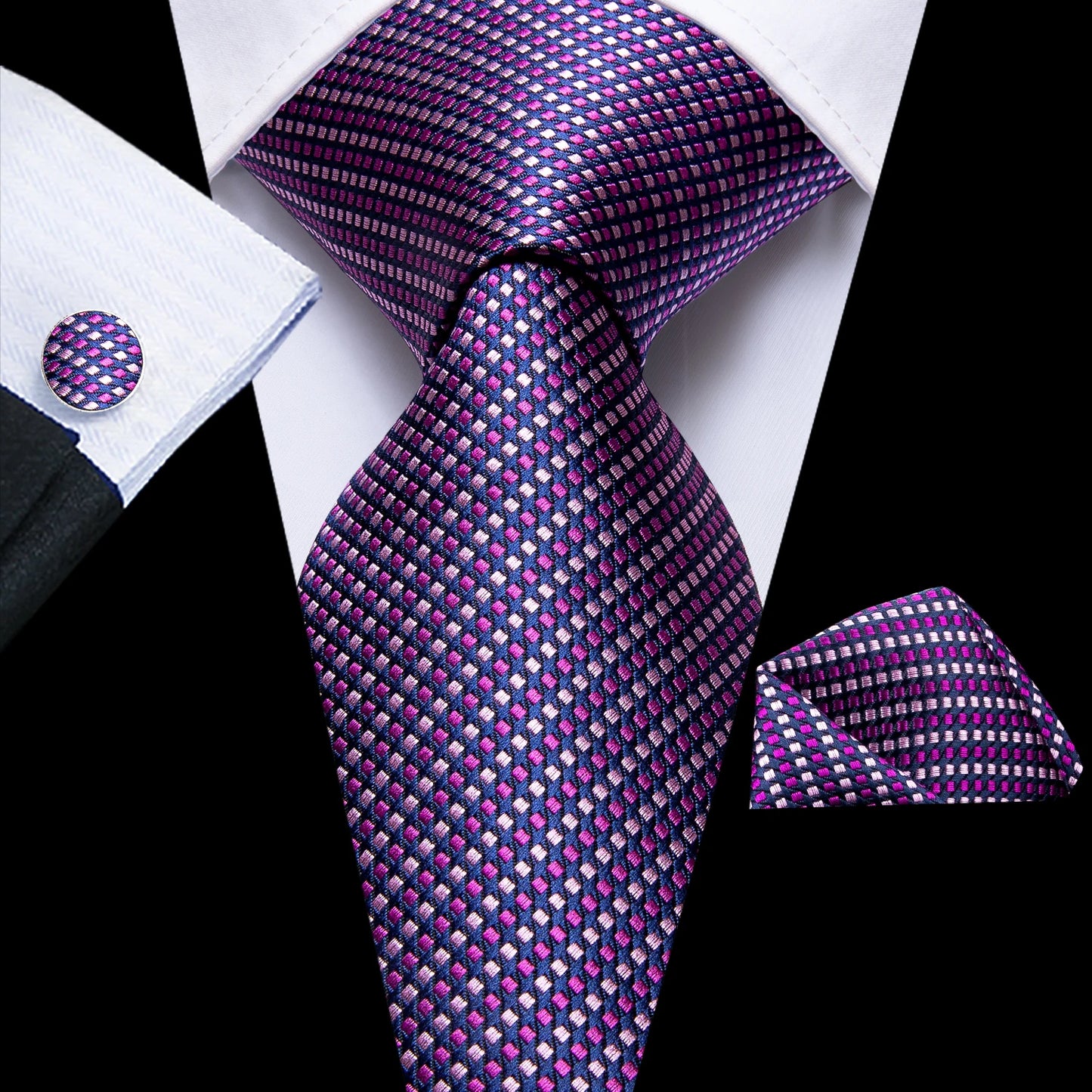 Hi-Tie Light Purple Solid Silk Wedding Tie For Men Quality Hanky Cufflink Gift Necktie Set Fashion Novelty Designer Dropshipping