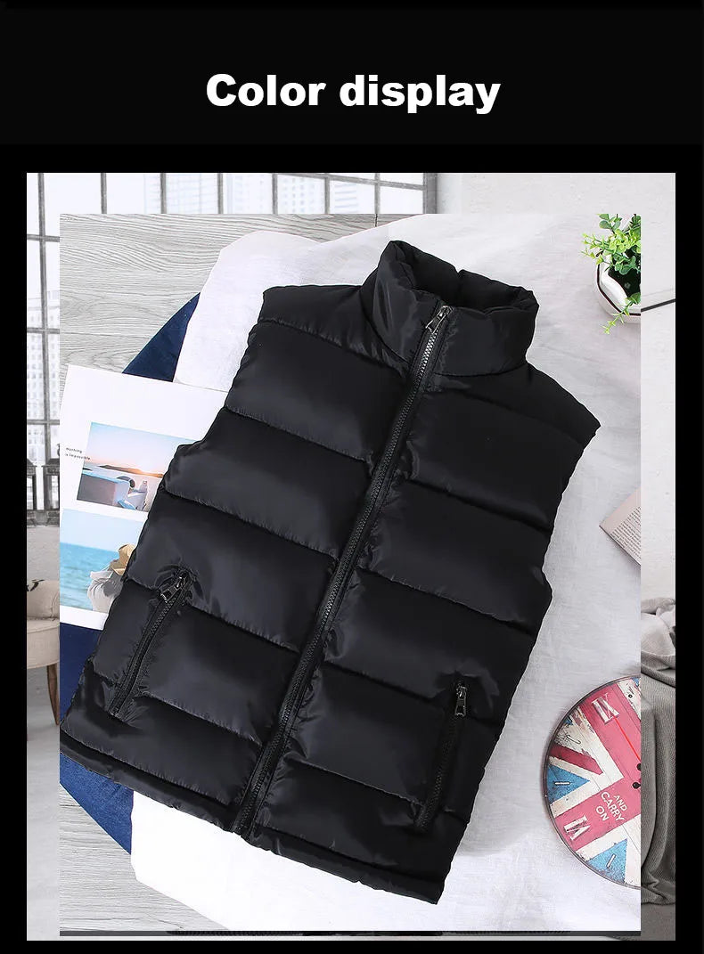 White Vest Jacket Men Slim Fit Stand Collar Sleeveless Puffer Jackets Spring Autumn Casual Waistcoat Men Warm Coat 2023 Trends