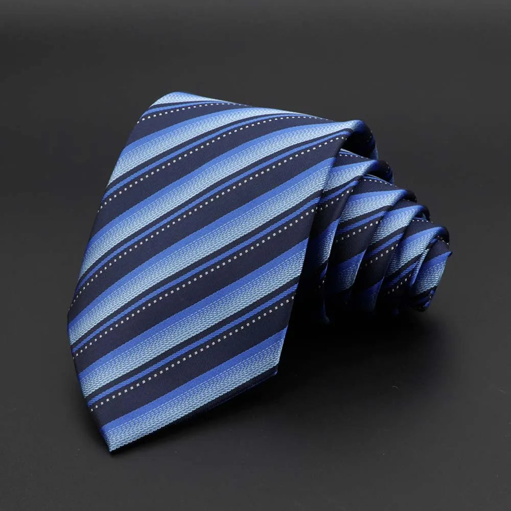 New Men's Tie Classic Solid Color Stripe Flower Floral 8cm Jacquard Necktie Accessories Daily Wear Cravat Wedding Party Gift