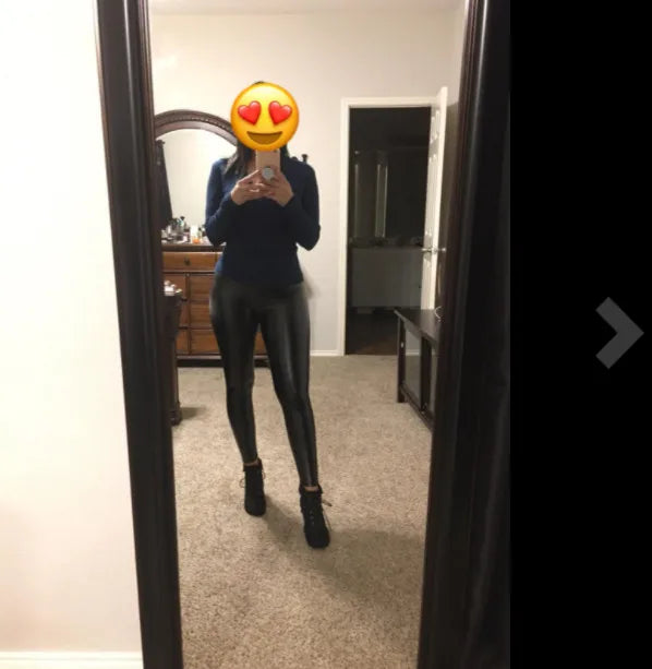 Faux Leather Plus Size Leggings for Women Big Size 5XL 6XL 7XL Black Girls Spandex Clothing Pleather PU Leggings
