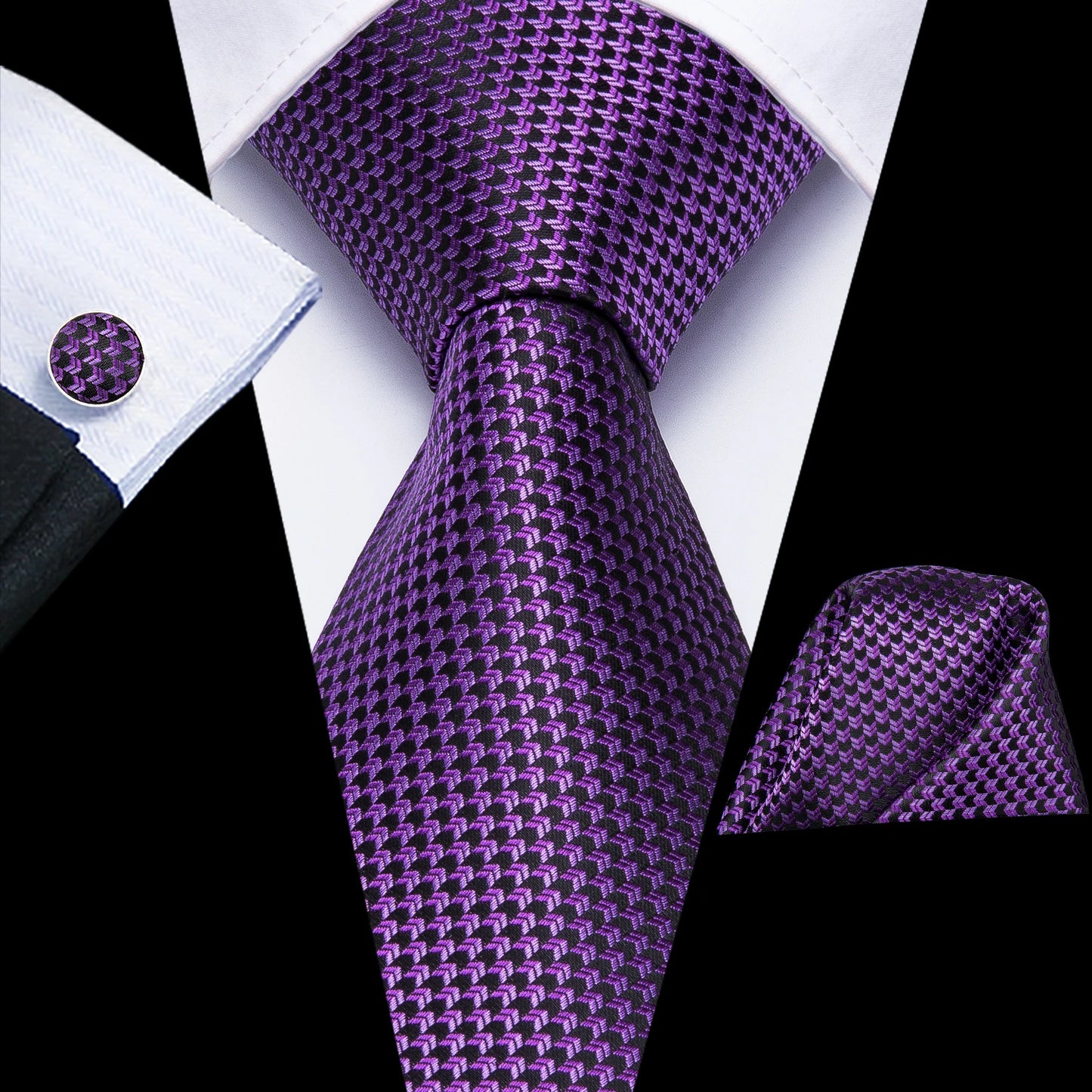 Hi-Tie Light Purple Solid Silk Wedding Tie For Men Quality Hanky Cufflink Gift Necktie Set Fashion Novelty Designer Dropshipping