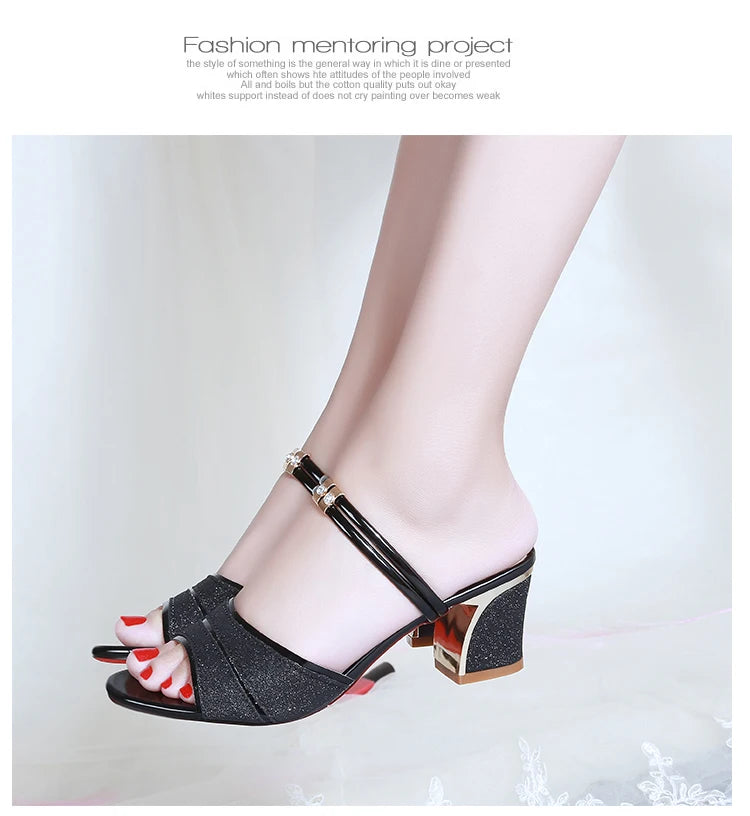 2024 New fashion Women's sandals Word Buckle High Heels Summer New Fish Mouth Sexy Sandals Women's Shoes Gold