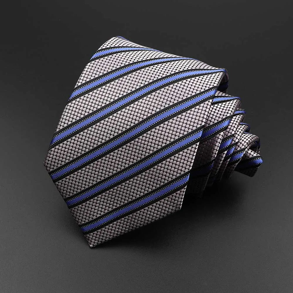 New Men's Tie Classic Solid Color Stripe Flower Floral 8cm Jacquard Necktie Accessories Daily Wear Cravat Wedding Party Gift