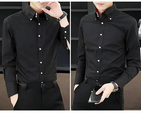Mens Dress Shirts Spring and Autumn High Quality Long Sleeve Shirt Male Korean Slim Fit Business White Collared Shirt Oversized