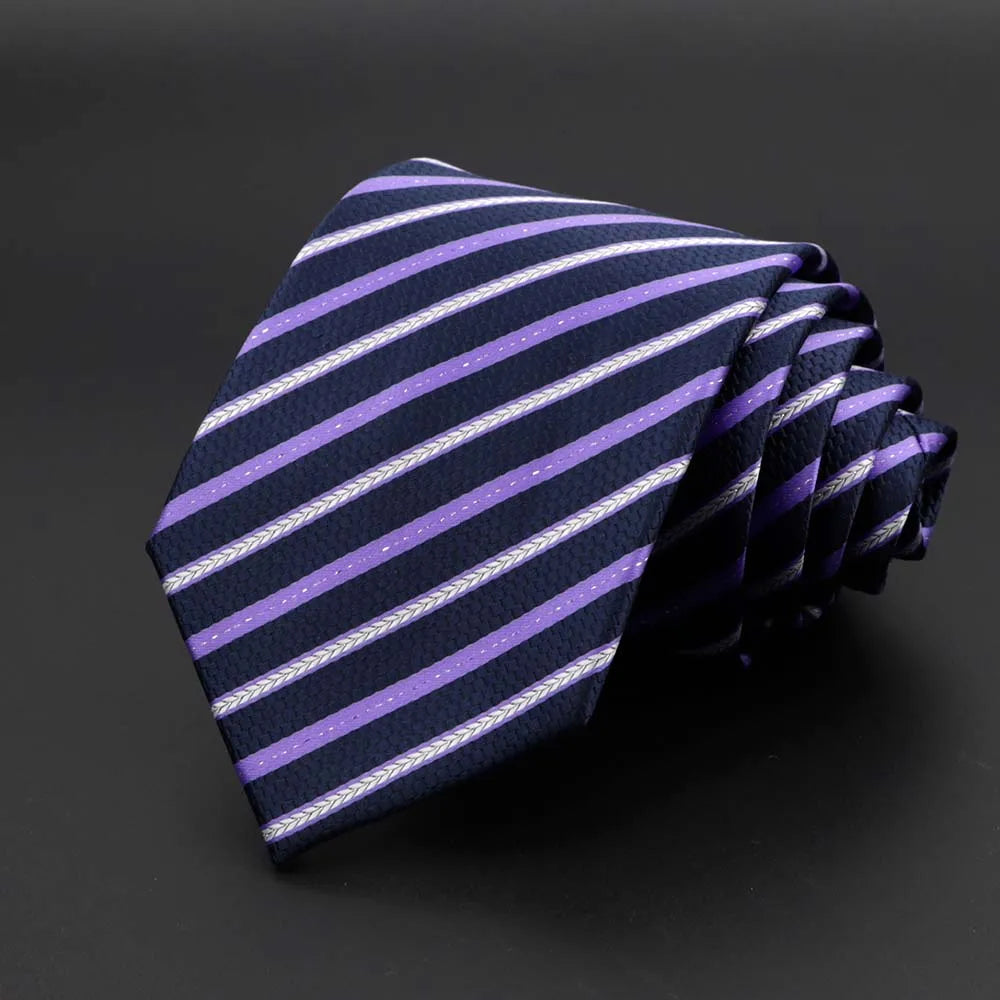 New Men's Tie Classic Solid Color Stripe Flower Floral 8cm Jacquard Necktie Accessories Daily Wear Cravat Wedding Party Gift