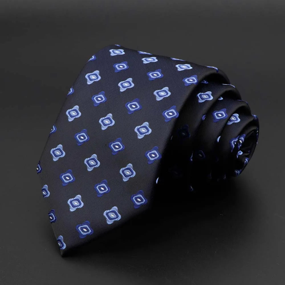 New Men's Tie Classic Solid Color Stripe Flower Floral 8cm Jacquard Necktie Accessories Daily Wear Cravat Wedding Party Gift