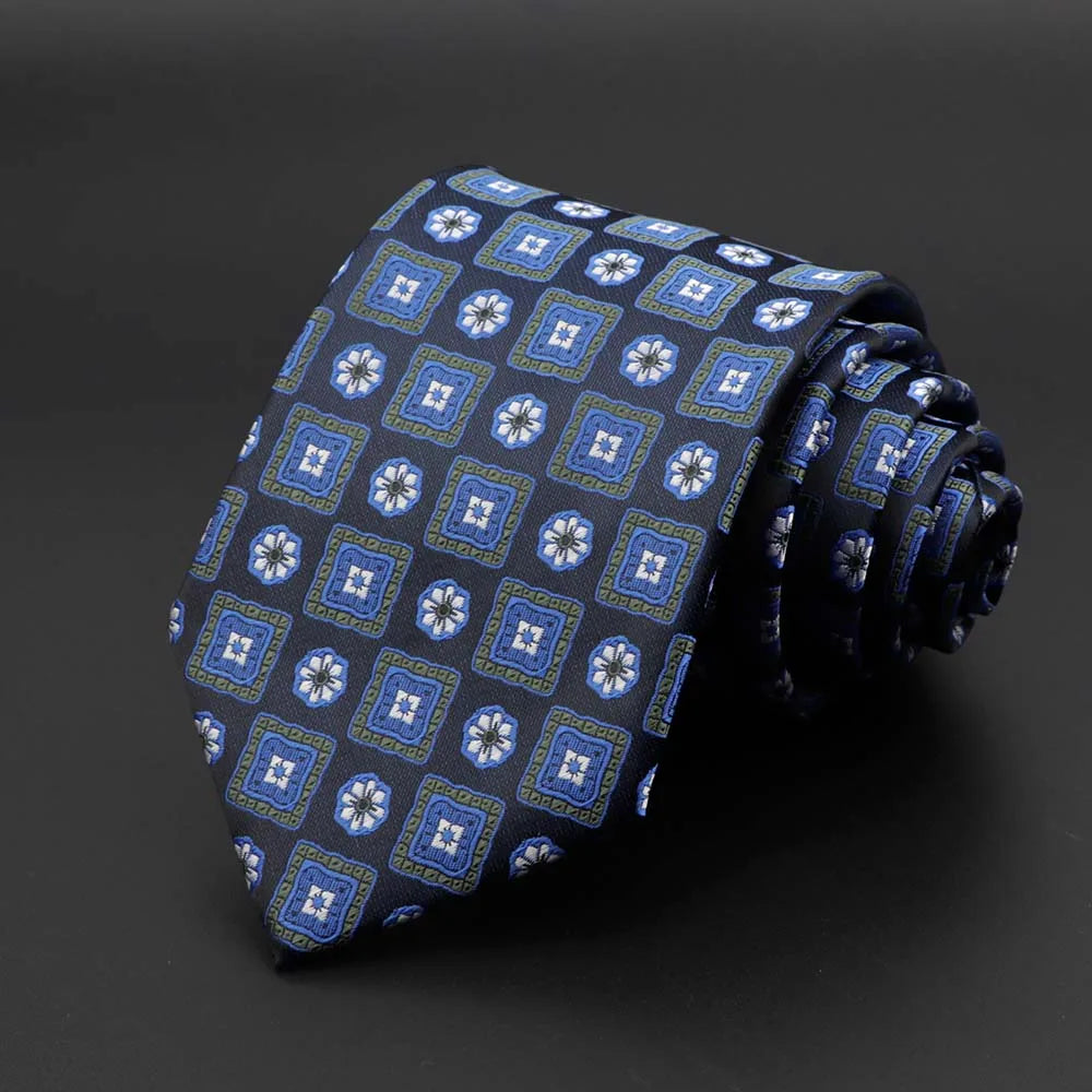 New Men's Tie Classic Solid Color Stripe Flower Floral 8cm Jacquard Necktie Accessories Daily Wear Cravat Wedding Party Gift