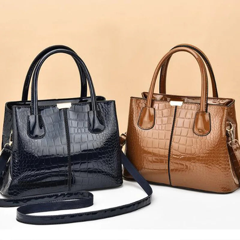 Ladies PU Leather Patent Leather Shoulder Crossbody Bag Women Luxury Designer Handbag Pruse Fashion Large Capacity Shopping Tote