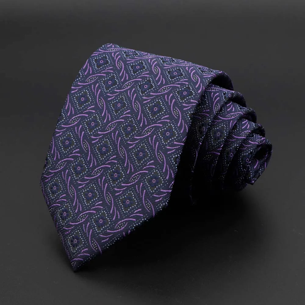 New Men's Tie Classic Solid Color Stripe Flower Floral 8cm Jacquard Necktie Accessories Daily Wear Cravat Wedding Party Gift
