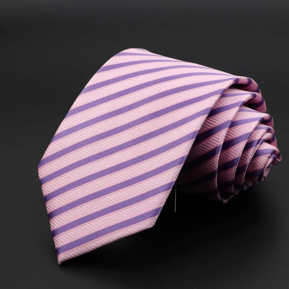New Men's Tie Classic Solid Color Stripe Flower Floral 8cm Jacquard Necktie Accessories Daily Wear Cravat Wedding Party Gift