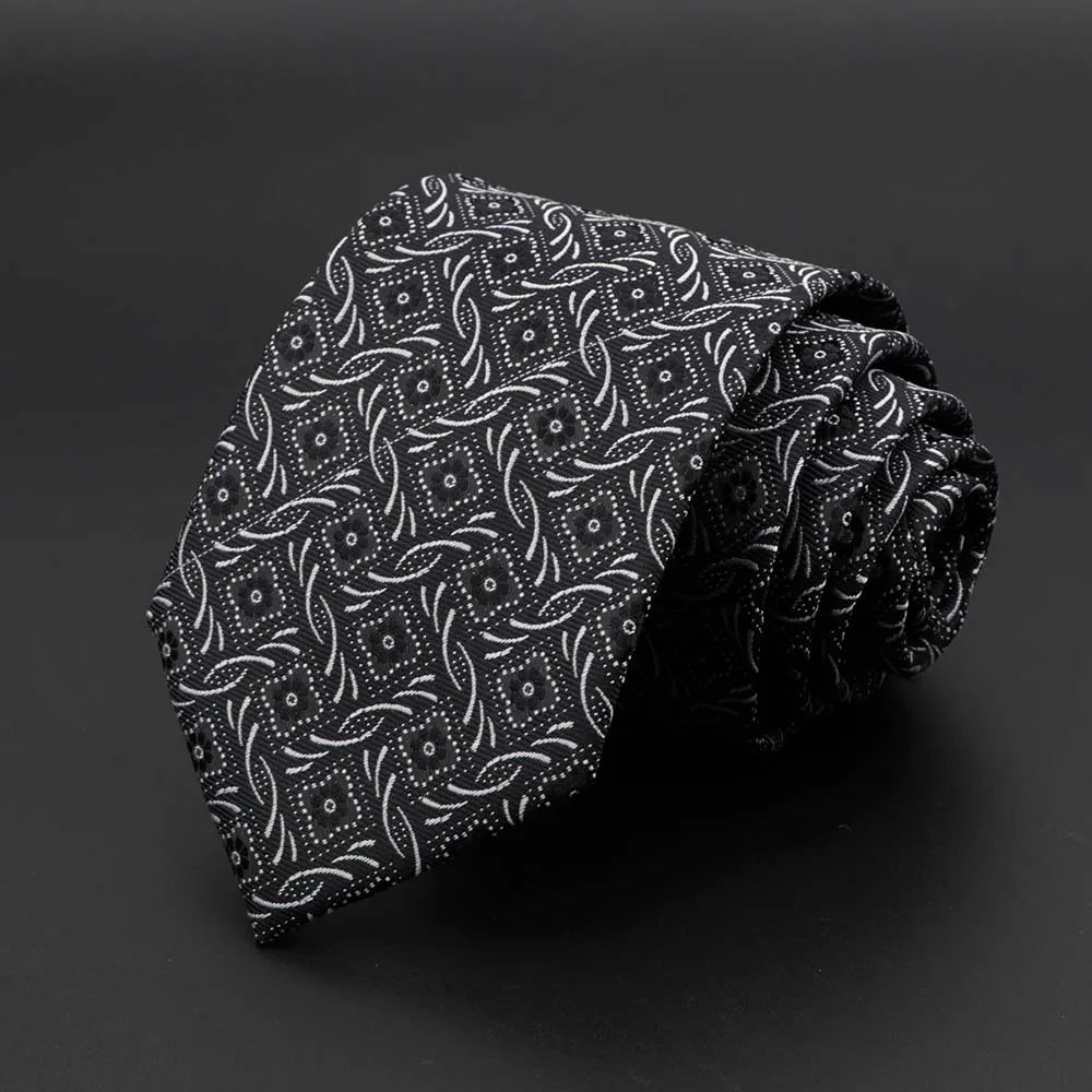 New Men's Tie Classic Solid Color Stripe Flower Floral 8cm Jacquard Necktie Accessories Daily Wear Cravat Wedding Party Gift