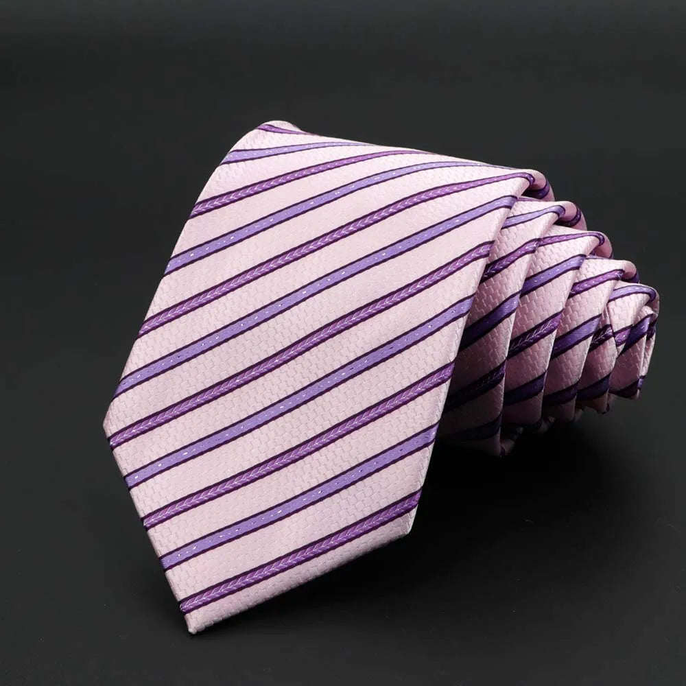 New Men's Tie Classic Solid Color Stripe Flower Floral 8cm Jacquard Necktie Accessories Daily Wear Cravat Wedding Party Gift