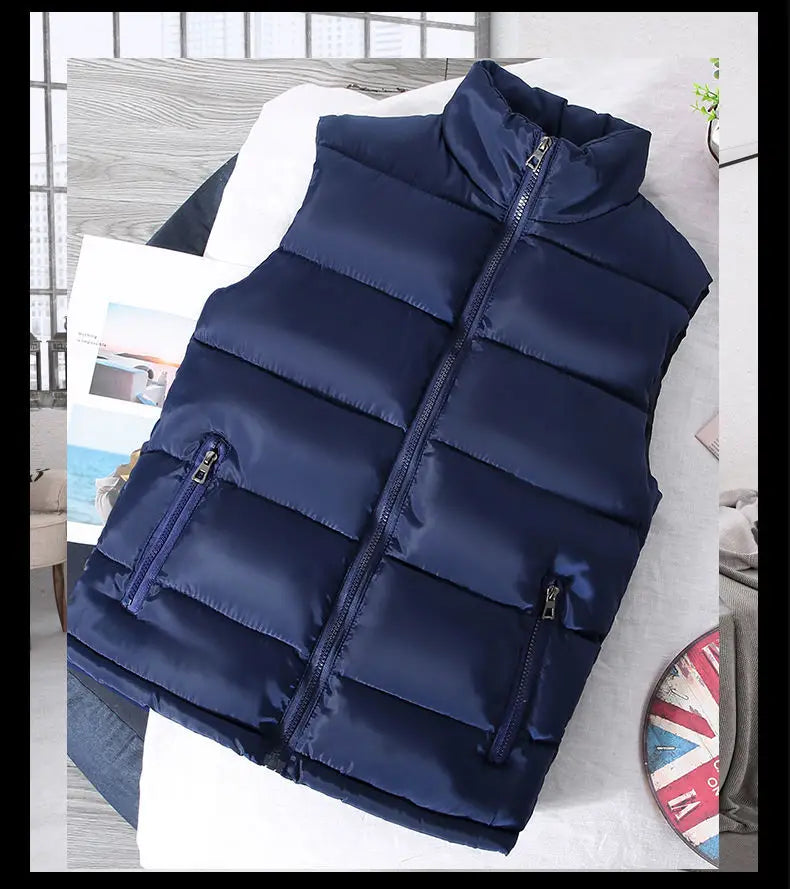White Vest Jacket Men Slim Fit Stand Collar Sleeveless Puffer Jackets Spring Autumn Casual Waistcoat Men Warm Coat 2023 Trends