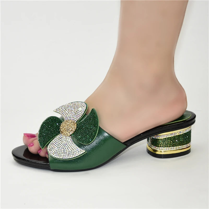 New Fashion Luxury Shoe Women Designers Nigerian Party Pumps Wedding med Heels Plus Size Ladies Sandals with Heels Slip on Shoes