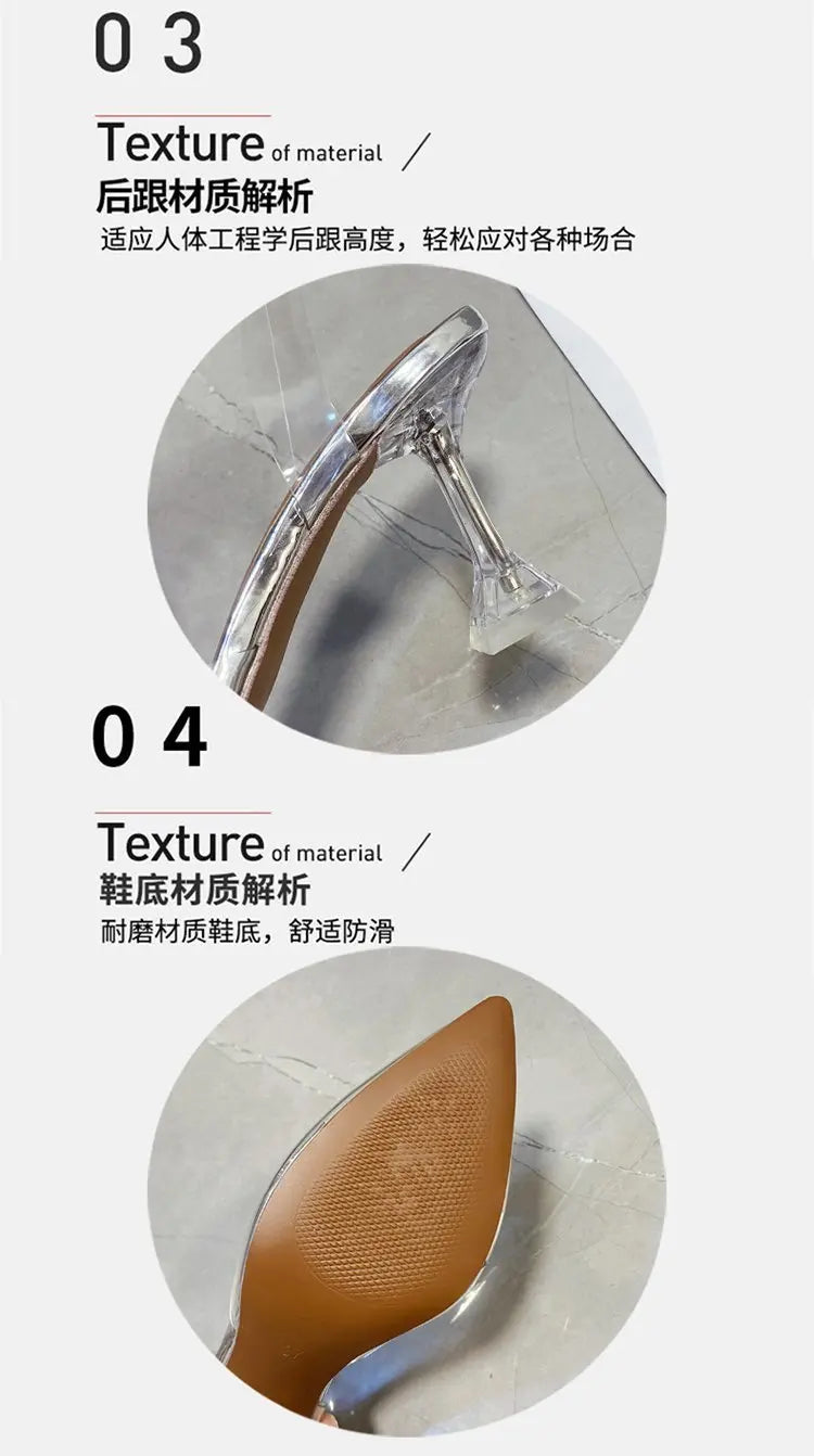 PVC Rhinestone Butterfly Women Sandals High Heels 2021 New Pointy Party Bride Shoes Clear Deisgner Pumps Zapatilla Mujer