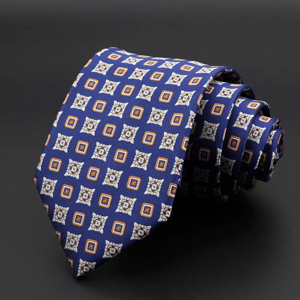 New Men's Tie Classic Solid Color Stripe Flower Floral 8cm Jacquard Necktie Accessories Daily Wear Cravat Wedding Party Gift
