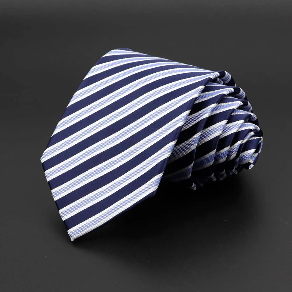 New Men's Tie Classic Solid Color Stripe Flower Floral 8cm Jacquard Necktie Accessories Daily Wear Cravat Wedding Party Gift