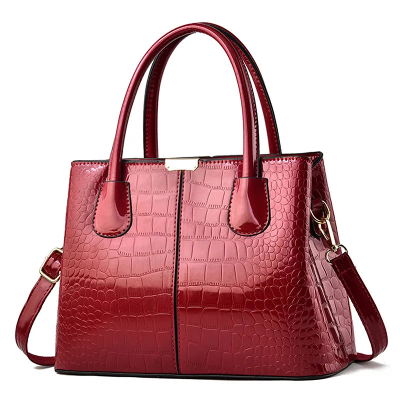 Ladies PU Leather Patent Leather Shoulder Crossbody Bag Women Luxury Designer Handbag Pruse Fashion Large Capacity Shopping Tote