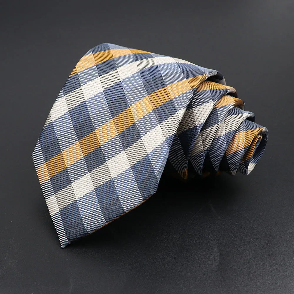 New Men's Tie Classic Solid Color Stripe Flower Floral 8cm Jacquard Necktie Accessories Daily Wear Cravat Wedding Party Gift