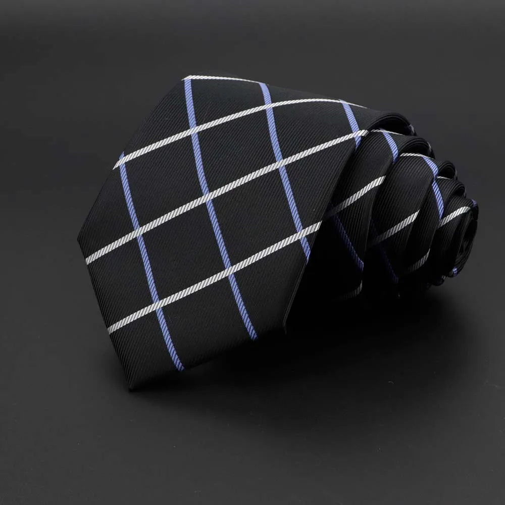 New Men's Tie Classic Solid Color Stripe Flower Floral 8cm Jacquard Necktie Accessories Daily Wear Cravat Wedding Party Gift