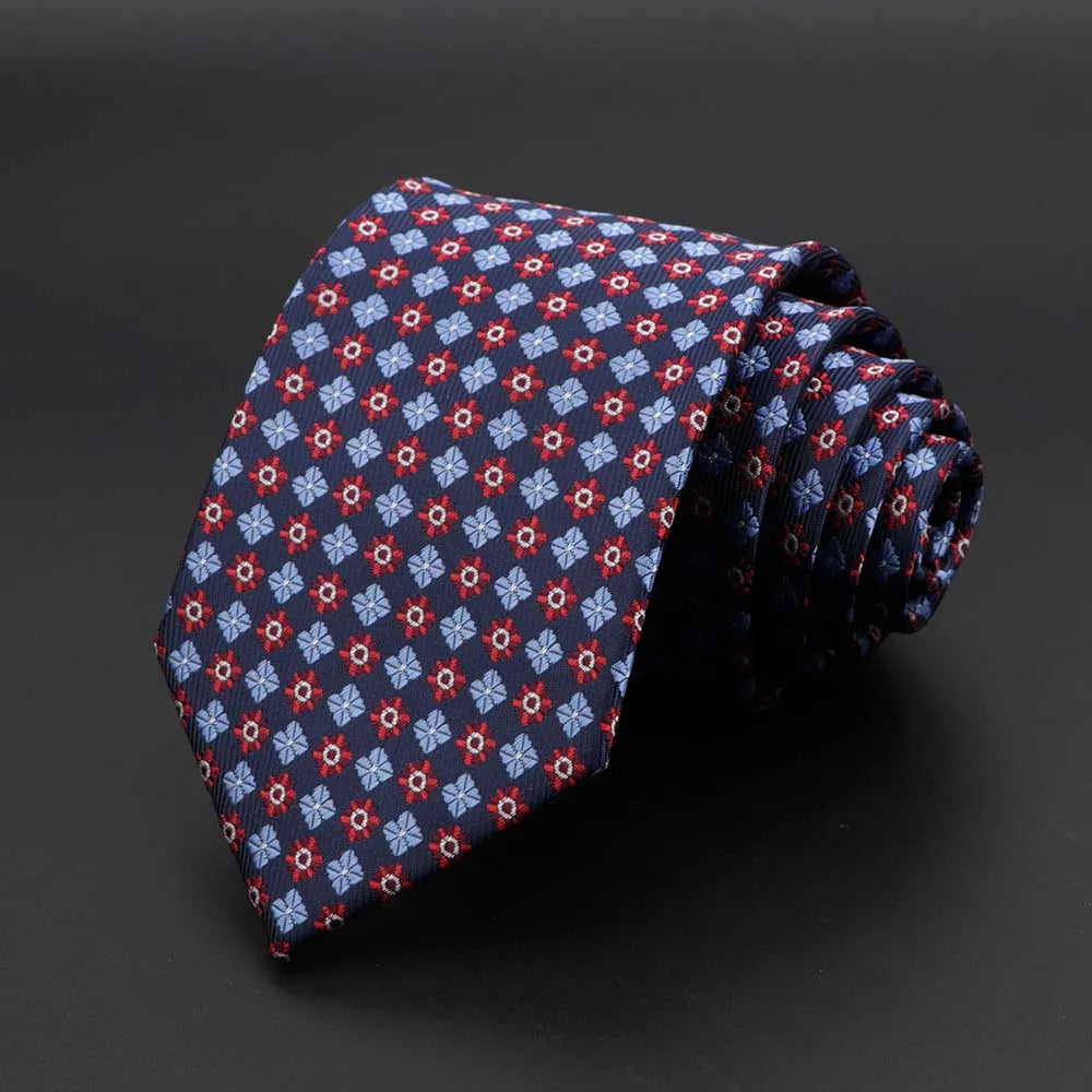 New Men's Tie Classic Solid Color Stripe Flower Floral 8cm Jacquard Necktie Accessories Daily Wear Cravat Wedding Party Gift