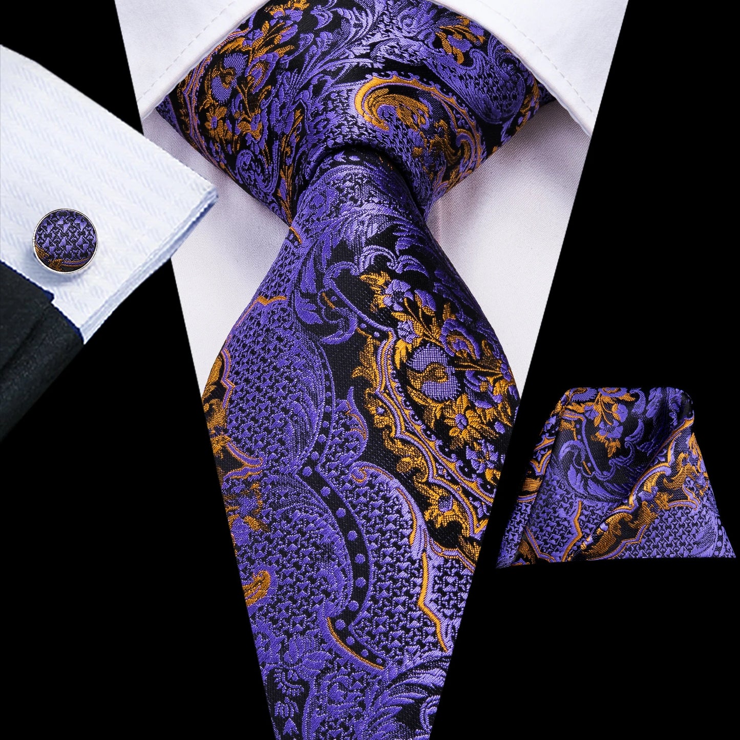 Hi-Tie Light Purple Solid Silk Wedding Tie For Men Quality Hanky Cufflink Gift Necktie Set Fashion Novelty Designer Dropshipping