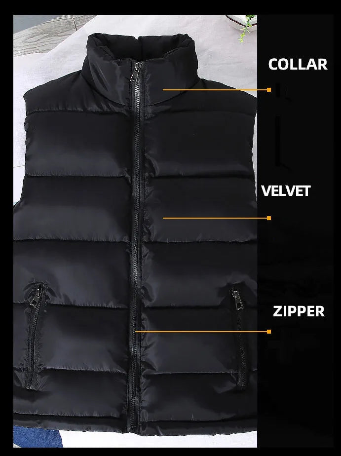 White Vest Jacket Men Slim Fit Stand Collar Sleeveless Puffer Jackets Spring Autumn Casual Waistcoat Men Warm Coat 2023 Trends