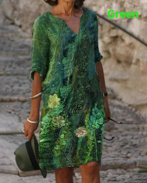 New Spring Women Loose Vintage Ruffles Dress Summer Large Big Printed Boho Casual Party Elegant Dresses