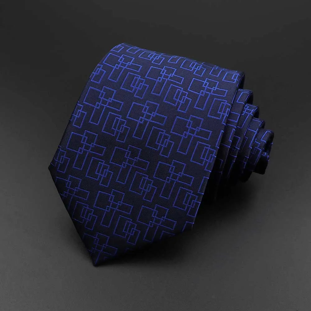 New Men's Tie Classic Solid Color Stripe Flower Floral 8cm Jacquard Necktie Accessories Daily Wear Cravat Wedding Party Gift