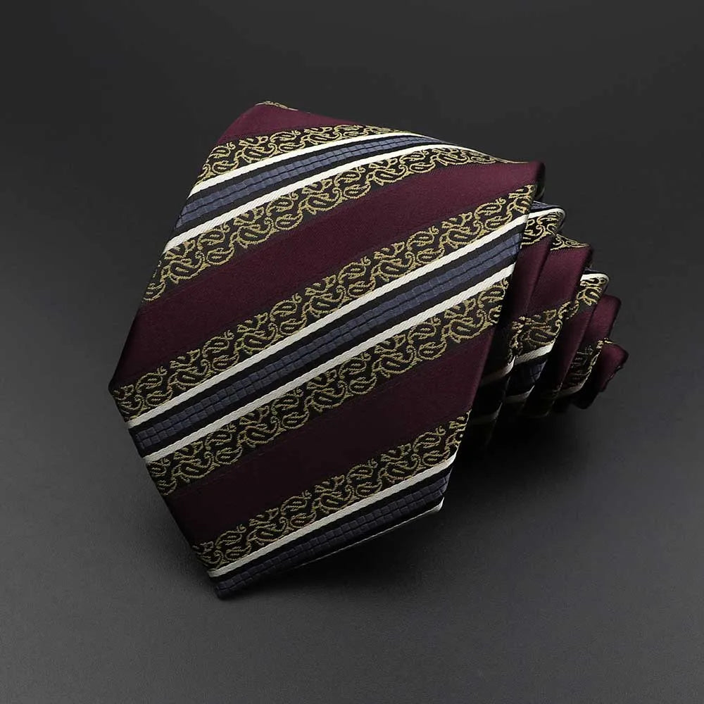 New Men's Tie Classic Solid Color Stripe Flower Floral 8cm Jacquard Necktie Accessories Daily Wear Cravat Wedding Party Gift