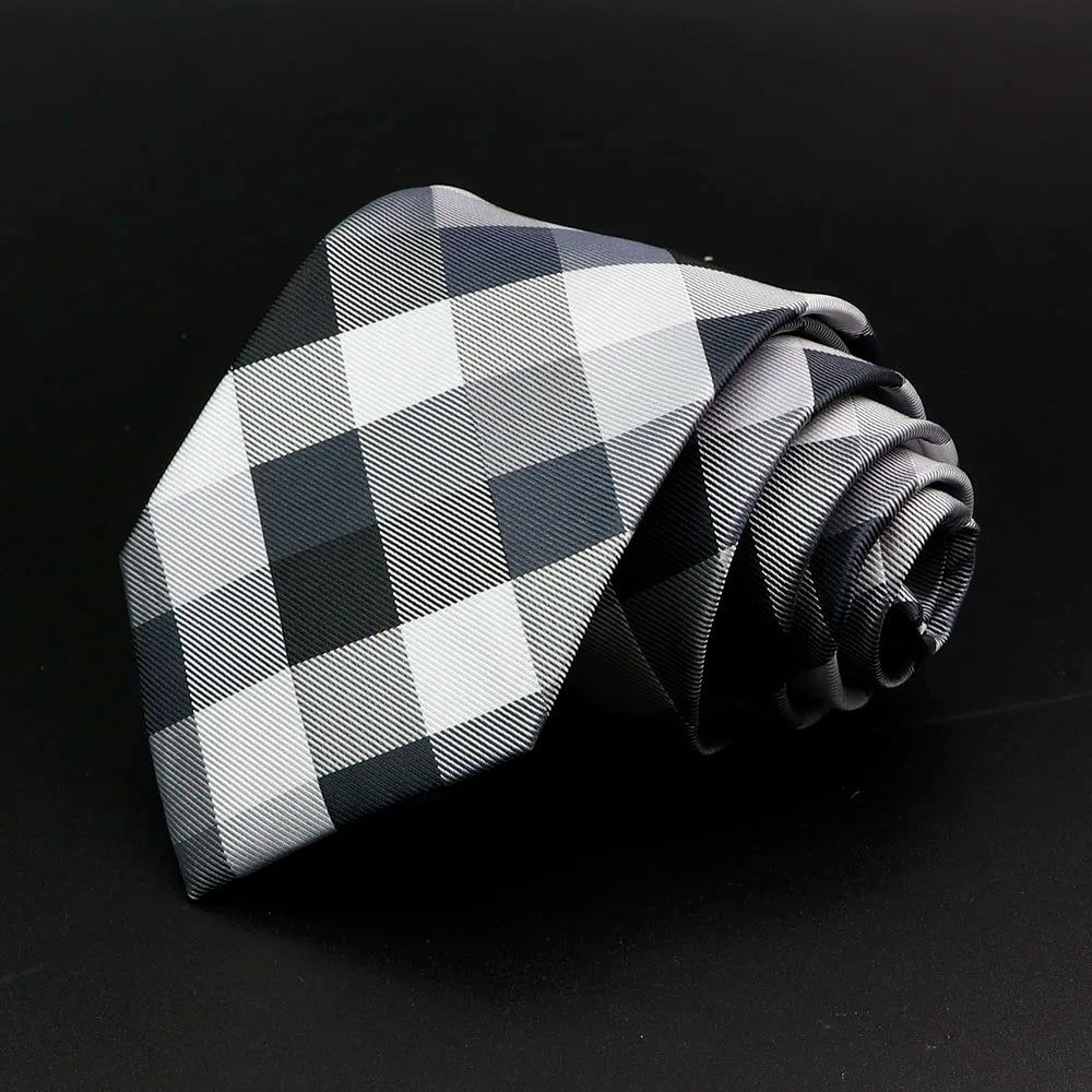 New Men's Tie Classic Solid Color Stripe Flower Floral 8cm Jacquard Necktie Accessories Daily Wear Cravat Wedding Party Gift