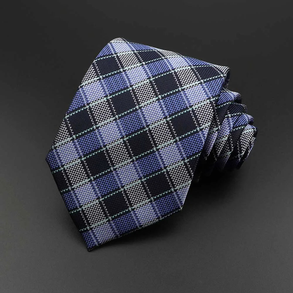 New Men's Tie Classic Solid Color Stripe Flower Floral 8cm Jacquard Necktie Accessories Daily Wear Cravat Wedding Party Gift