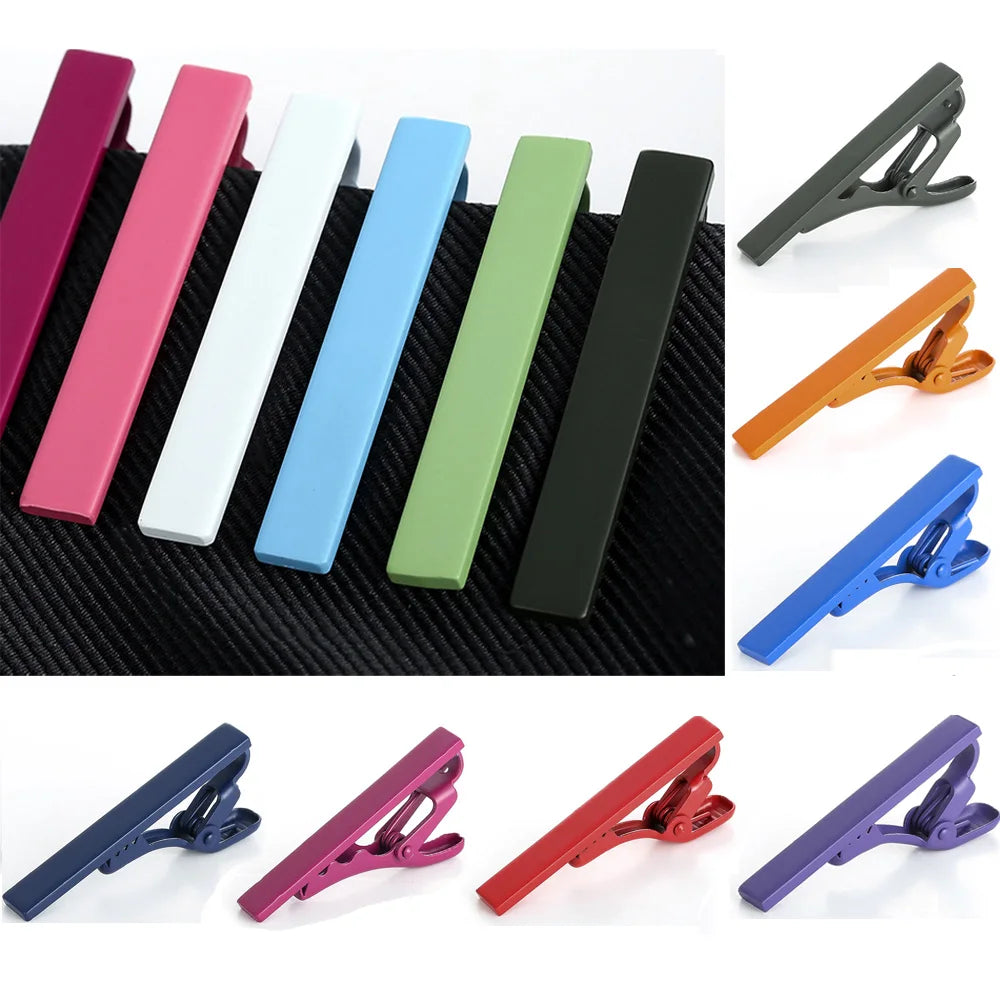 Men Classic Candy Color Tie Clasp Necktie Party Tie Clips Wedding Accessories