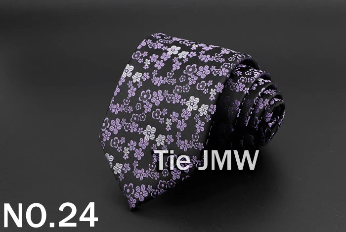 New Men's Tie Classic Solid Color Stripe Flower Floral 8cm Jacquard Necktie Accessories Daily Wear Cravat Wedding Party Gift
